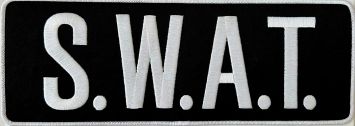 S.W.A.T. BACK PATCH - WHITE ON BLACK - SEW ON.